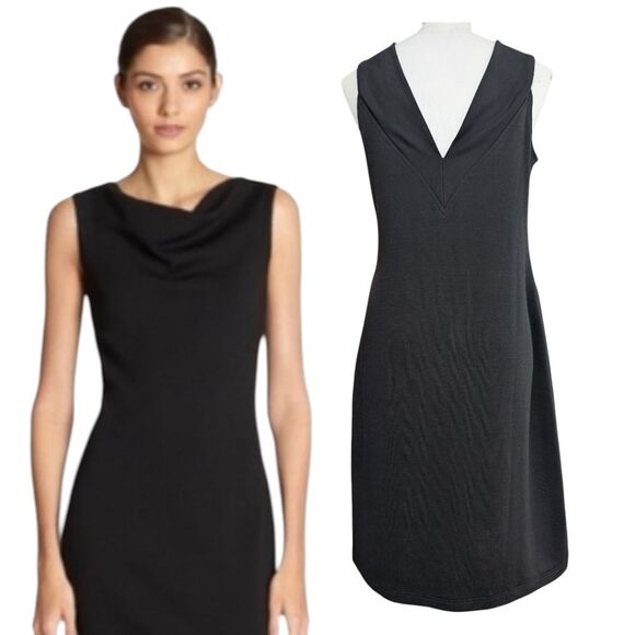 Quin Donnelly Black Cowl Neck Back  Vneck Sleeveless Dress. M - Picture 2 of 11